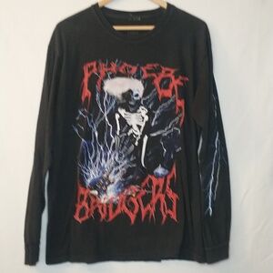 Phoebe Bridgers Black Graphic Skeleton Lightning Long Sleeve Tee Large